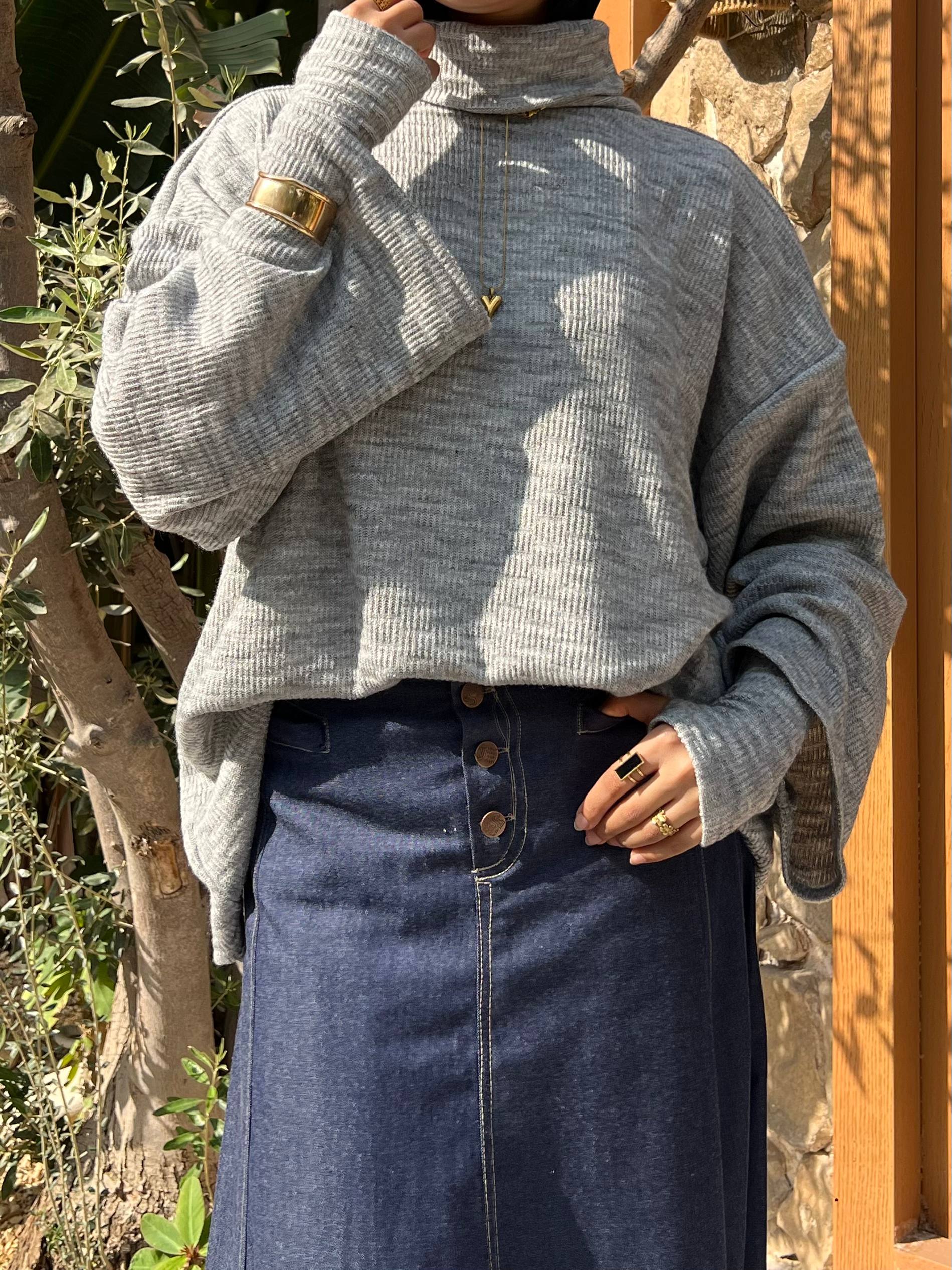 Gray knitted sweater