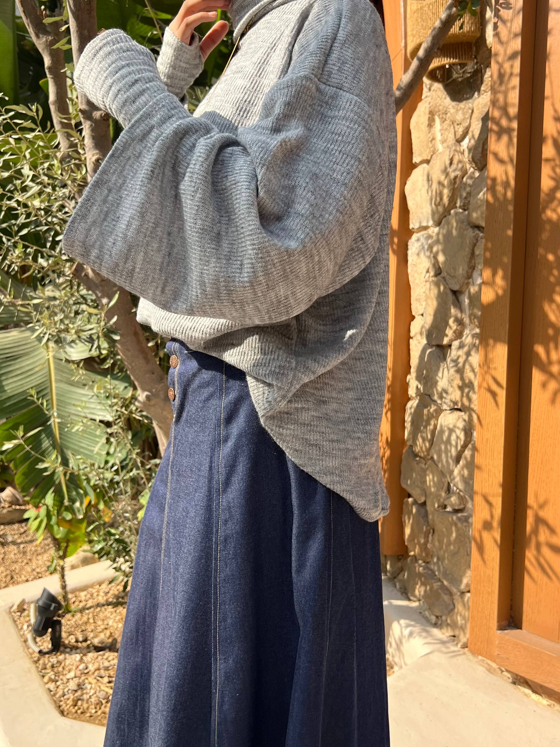 Gray knitted sweater