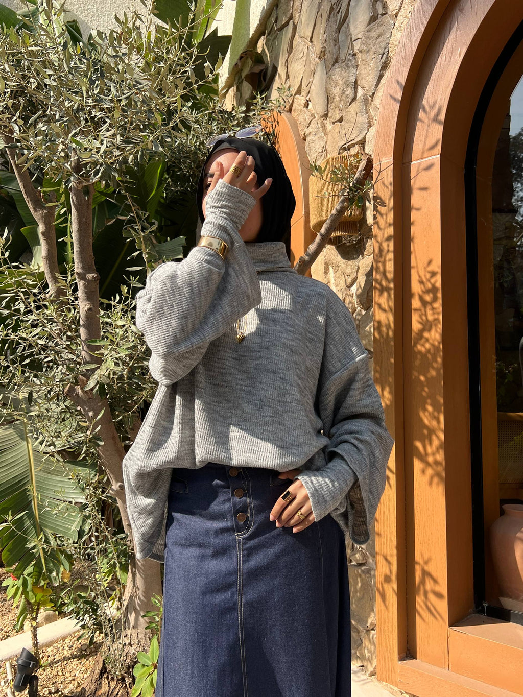 Gray knitted sweater