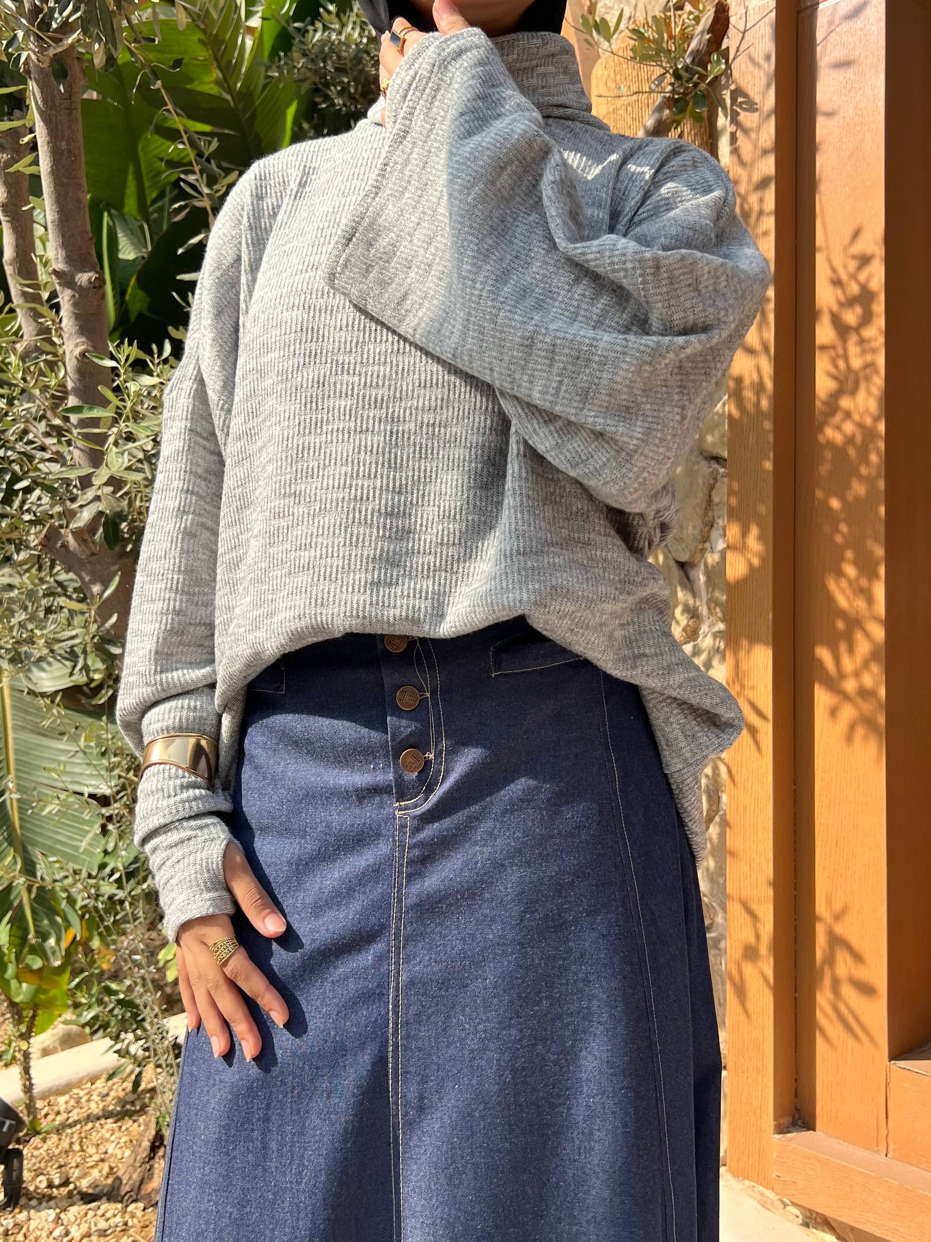 Gray knitted sweater